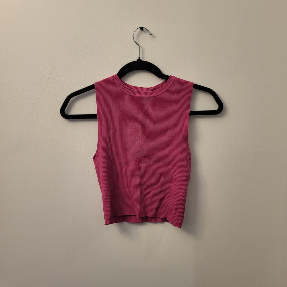 Only Pink Ribbed Crop Top